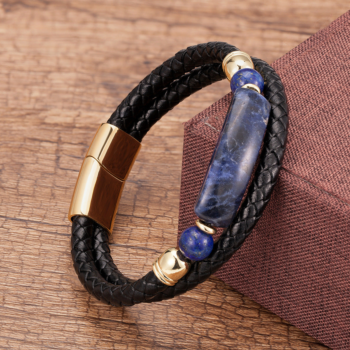 Magnetic Buckle Leather Double Joint Braided Bracelet