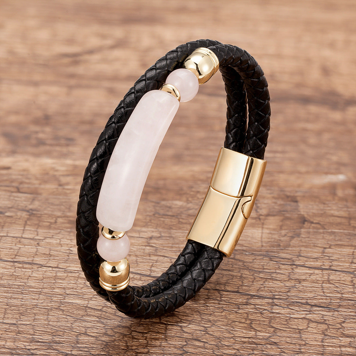 Magnetic Buckle Leather Double Joint Braided Bracelet