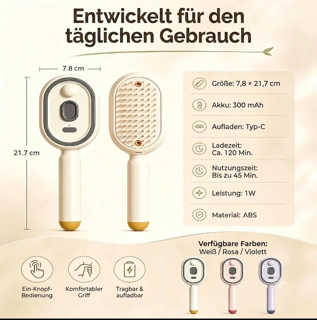 Vaboora Scalp Massager – 3-in-1 Mist Spray & Red Light Hair Brush - Vaboora