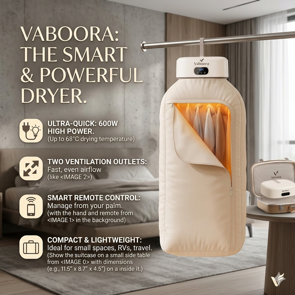 Vaboora WardrobeDry — Smart Portable Clothes Dryer Cabinet - Vaboora