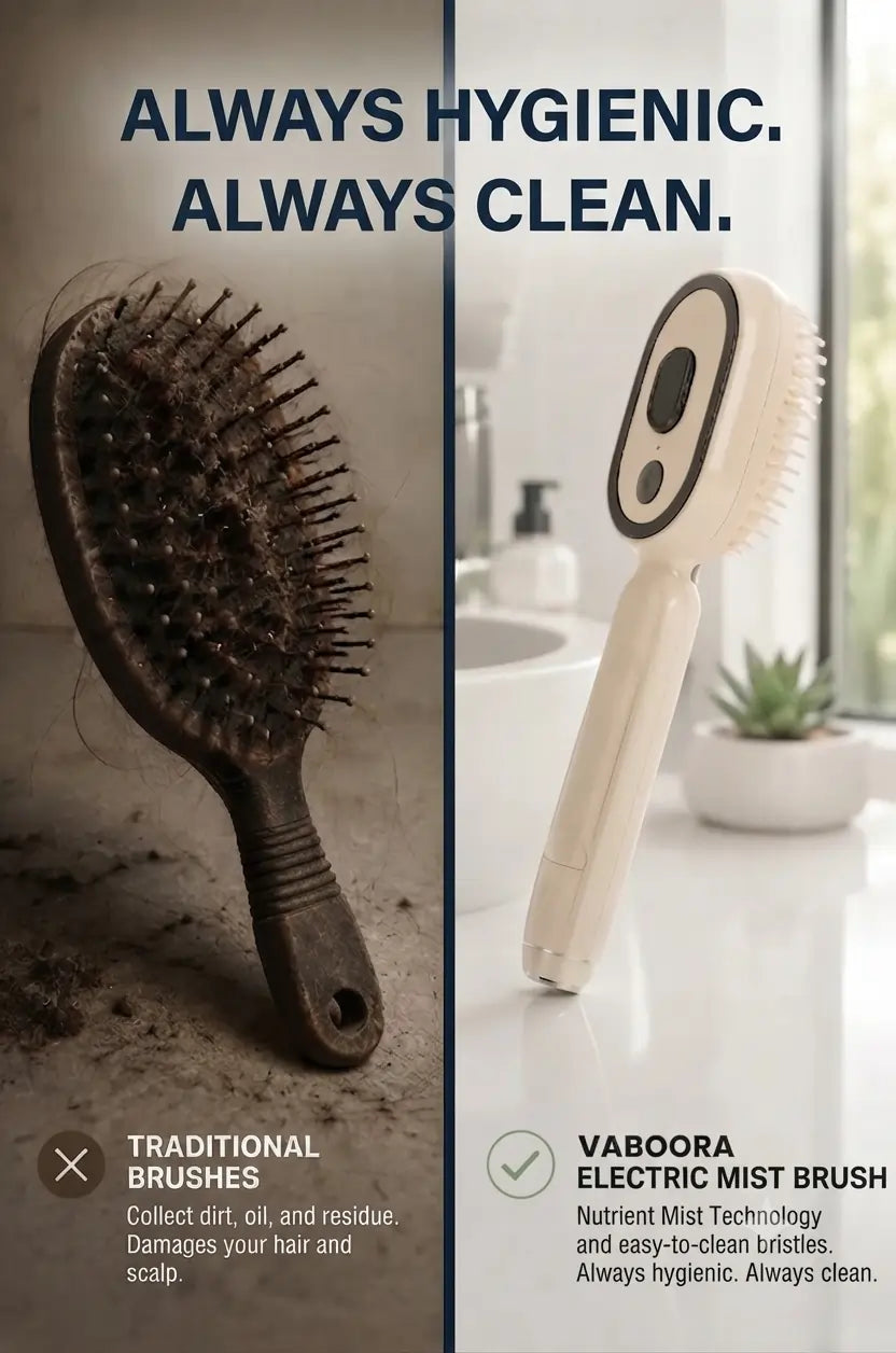 Vaboora Scalp Massager – 3-in-1 Mist Spray & Red Light Hair Brush