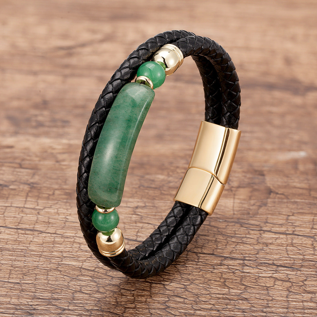Magnetic Buckle Leather Double Joint Braided Bracelet