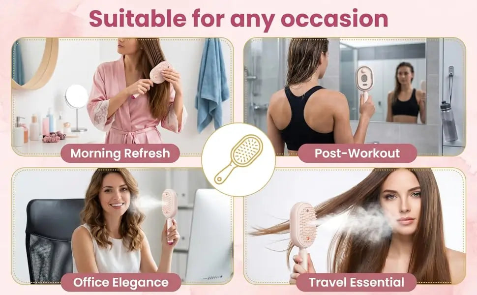 Vaboora Scalp Massager – 3-in-1 Mist Spray & Red Light Hair Brush